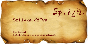Szlivka Éva névjegykártya