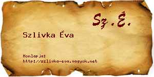 Szlivka Éva névjegykártya